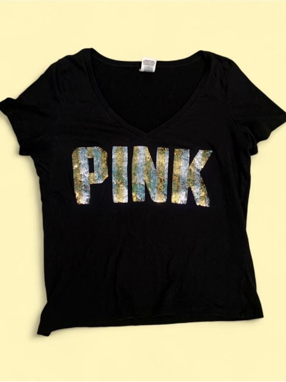 Y2K Victoria’s Secret PINK Gold and Silver Sequin V Neck Top